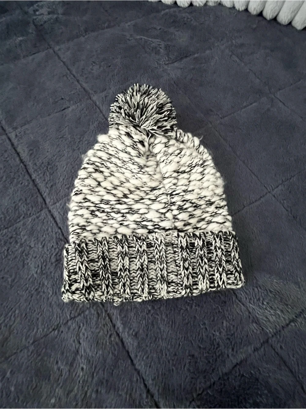 Express Black and White Marled beanie and infinity scarf
